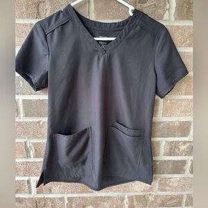 Med Couture Black Insight V-Neck Short Sleeve Scrub Top and Jogger Bottoms